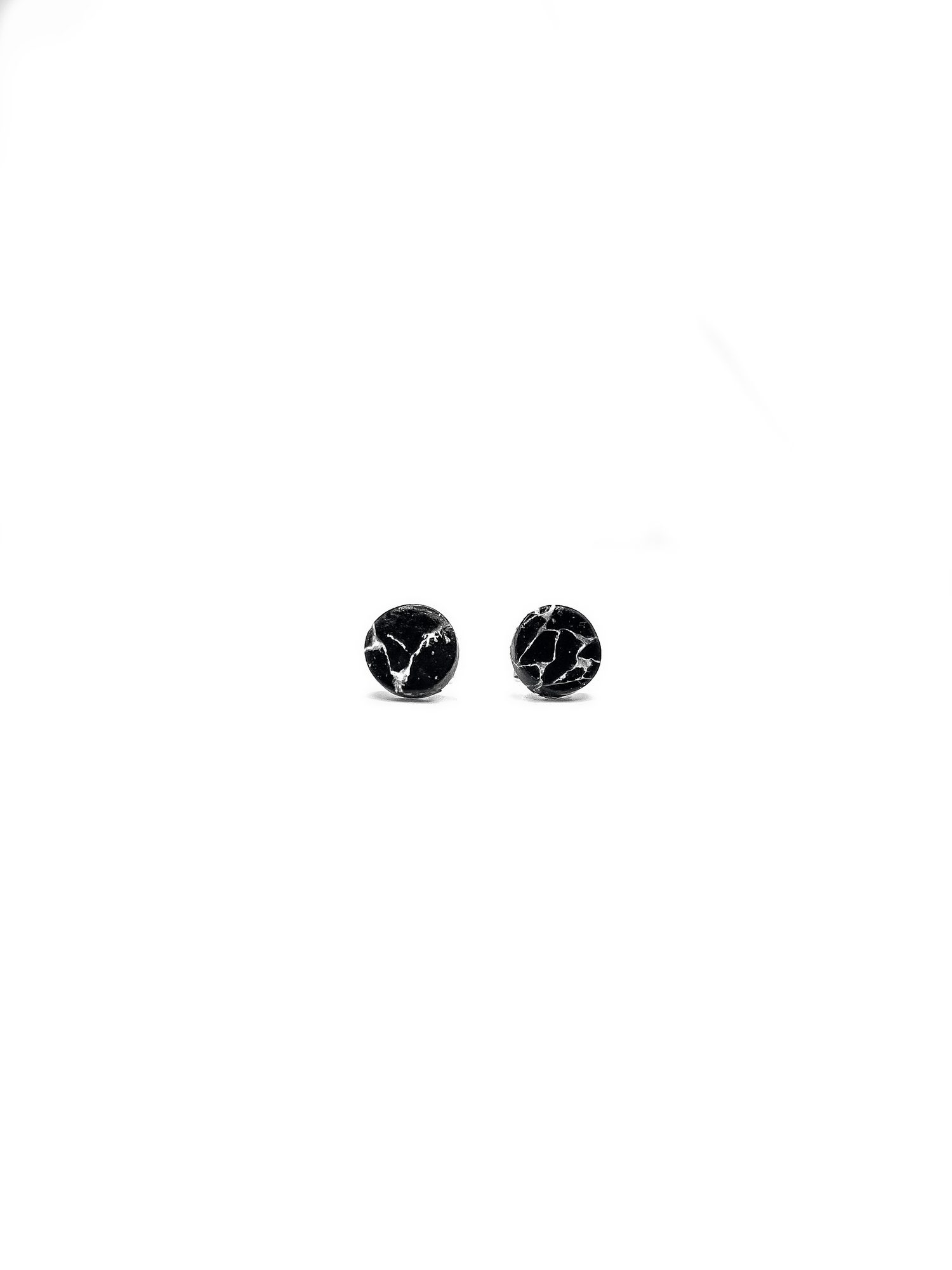 Black polymer clay stud earrings in size small