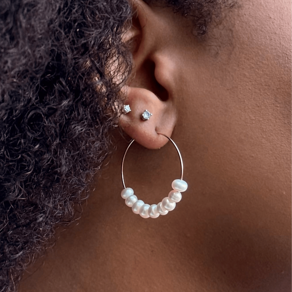 Pearl Hoop Freshwater on GoldFilled Hoop Handcrafted Jewelry